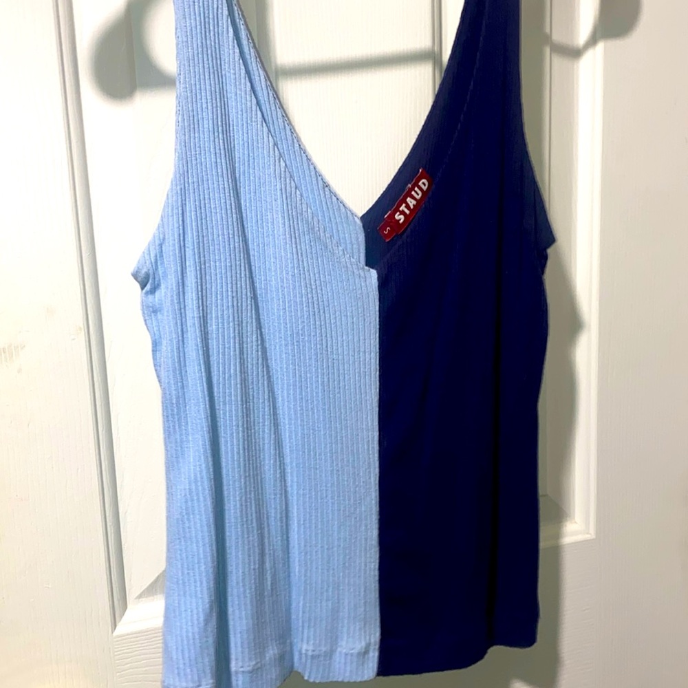 Two Blue tone STAUD Sleeveless V neck top